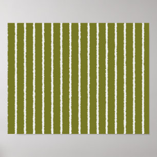 Affiche Grandes vertes et blanches d'olive avec lignes iné