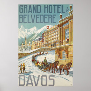 Affiche Grandhotel Belvedere Davos Graubünden Alpes suisse