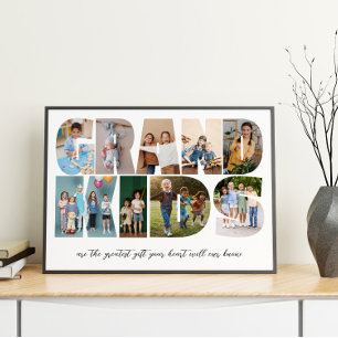 Affiche Grandkids 9 Photo Collage, Cadeau pour grands-pare