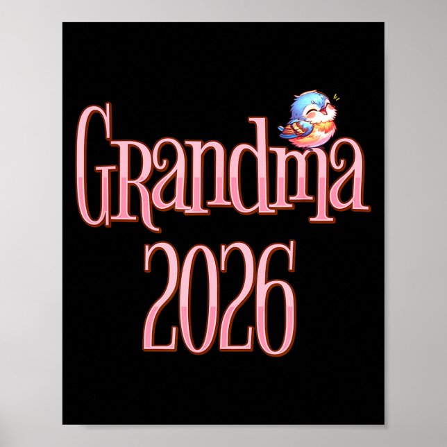 Affiche Grandma 2026 Cute Bird New Grandma Pregnancy Revea (Devant)
