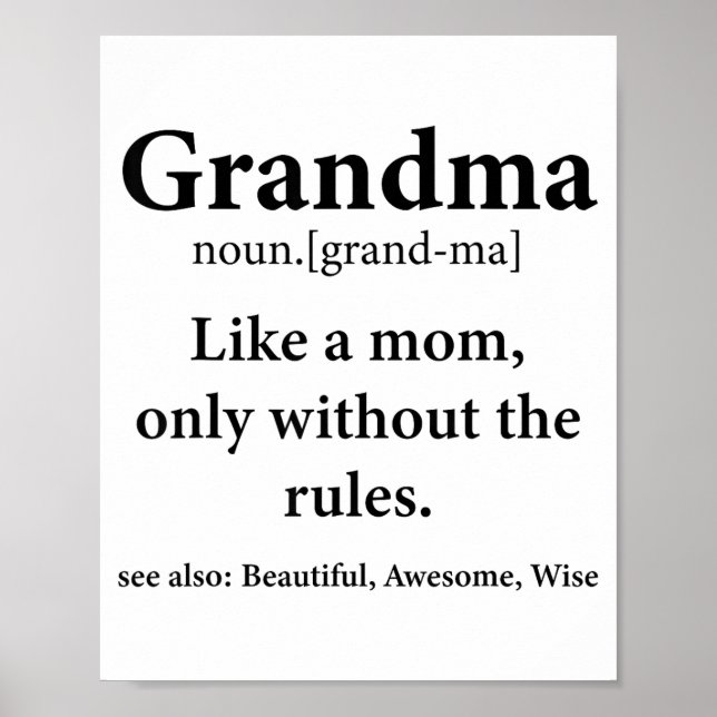 Affiche Grandma Definition Like Mom Without Rules Funny Gr (Devant)