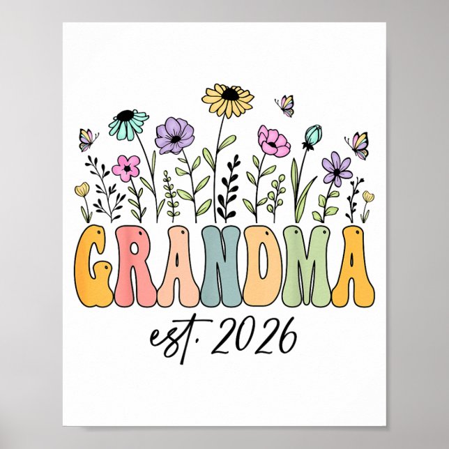 Affiche Grandma Est. 2026 Wildflower Promoted To Grandma  (Devant)