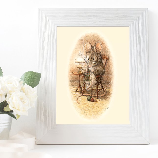 Affiche Grandma Mouse Knitting on a Rocking Chair (Créateur téléchargé)