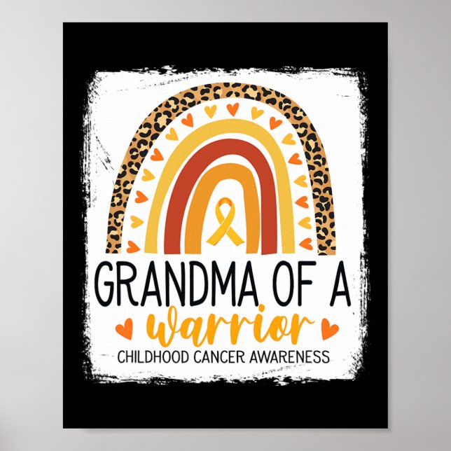 Affiche Grandma Of A Warrior Childhood Cancer Leopard Prin (Devant)