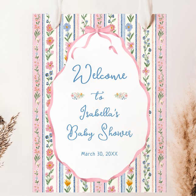 Affiche Grandmillennial Floral Baby Shower Welcome  (Créateur téléchargé)