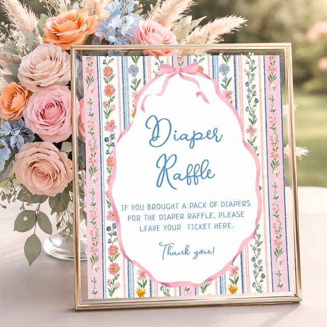 Affiche Grandmillennial Floral Vintage Diaper Raffle (Créateur téléchargé)