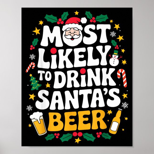 Affiche Grandpa Christmas Men Dad Most Likely To Drink San (Devant)