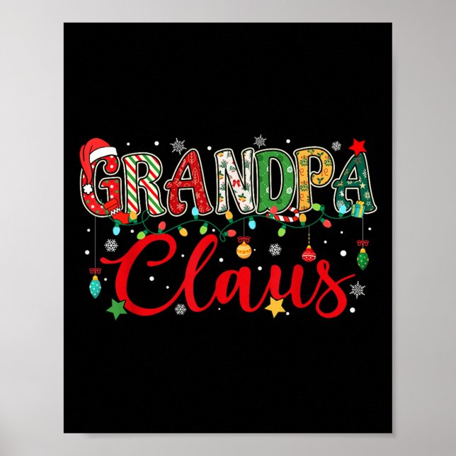 Affiche Grandpa Claus Christmas Lights Pajama Family Match (Devant)