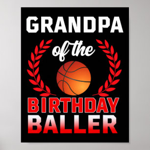 Affiche GRANDPA De Baller Basketball Anniversaire Thème Bd