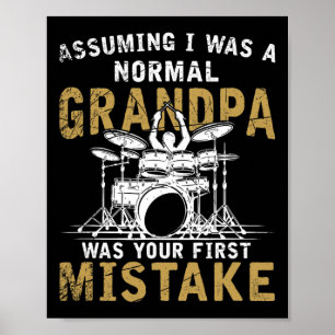 Affiche Grandpa Fête des pères Musique Drums Cadeaux