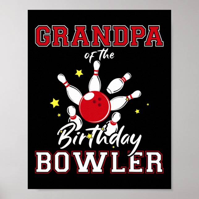 Affiche Grandpa Of The Birthday Bowler Bday Bowling Celebr (Devant)