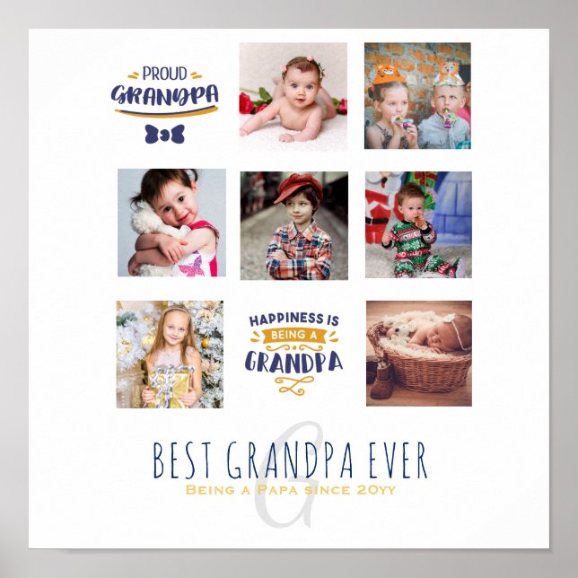 Affiche GRANDPA PHOTO COLLAGE CADEAU Fier Papa Pops Gramps (Devant)