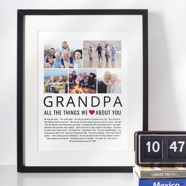 Affiche Grandpa Photo Collage Ce Que Nous Aimons De Vous (Créateur téléchargé)