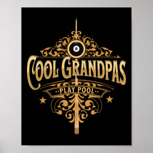 Affiche Grandpas cool Jouer Pool Joueur Grand-père Bi