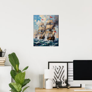 Affiche Grands voiliers sur une mer déchaînée