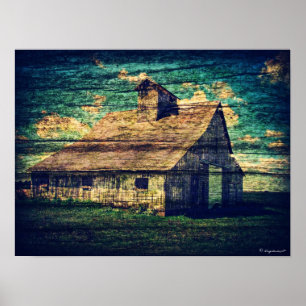 Affiche Grange avec texture bois