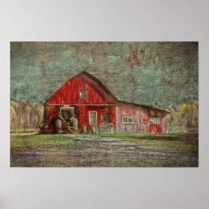 Affiche Grange de texture rouge rustique vintage