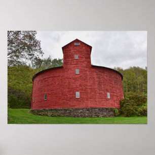 Affiche Grange Rouge Rond Historique, Halcottsville, New Y