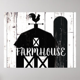 Affiche Grange Rustique Bois Blanc Étable Noire Art de Cam