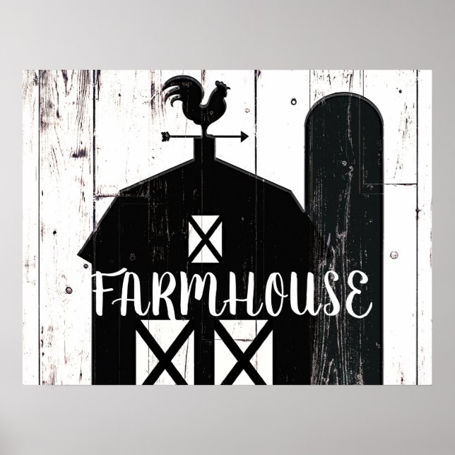 Affiche Grange Rustique Bois Blanc Étable Noire Art de Cam (Devant)