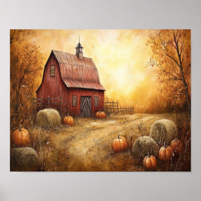 Affiche Grange rustique d'automne (Devant)
