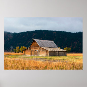 Affiche Grange rustique en bois rond dans Grand Teton Nati