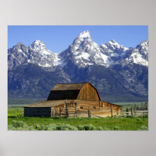 Affiche Grange solitaire à Grand Tetons