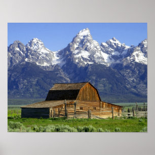 Affiche Grange solitaire à Grand Tetons