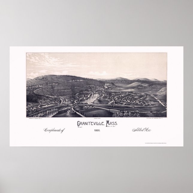 Affiche Graniteville, MA Carte panoramique - 1886 (Devant)