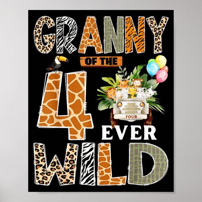 Affiche Granny Of The Four Ever Wild Safari 4th Birthday B (Devant)