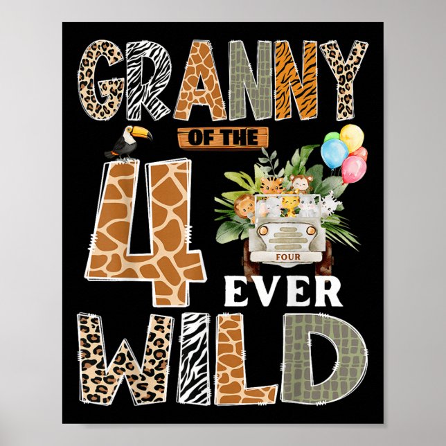 Affiche Granny Of The Four Ever Wild Safari 4th Birthday B (Devant)