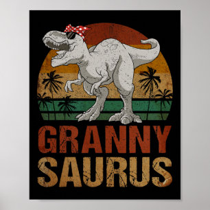 Affiche Grannysaurus T Rex Dinosaur Granny Saurus Retro Mo