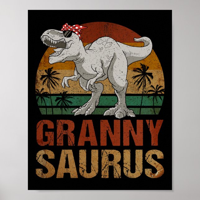 Affiche Grannysaurus T Rex Dinosaur Granny Saurus Retro Mo (Devant)