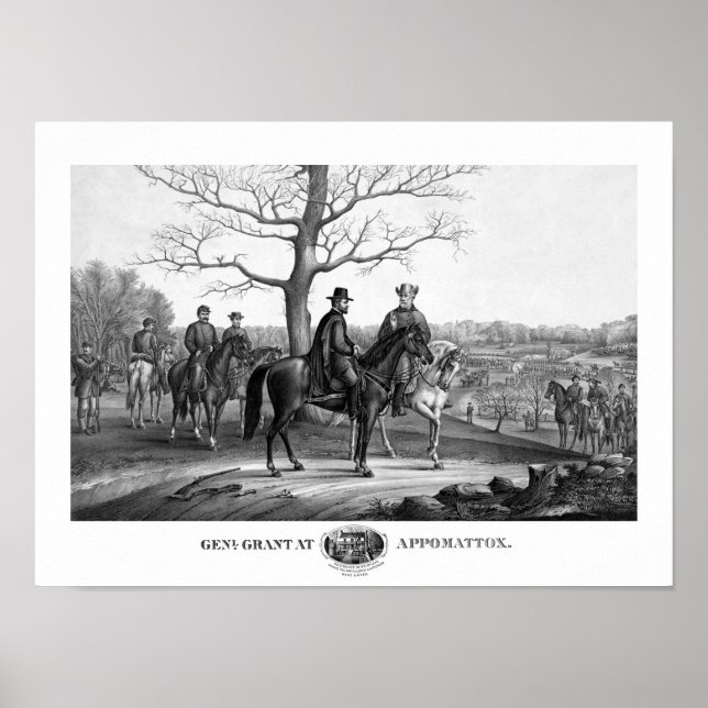 Affiche Grant et Lee à Appomattox -- Guerre de Sécession (Devant)