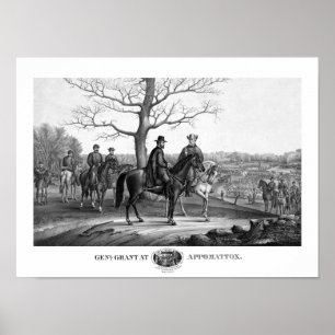 Affiche Grant et Lee à Appomattox -- Guerre de Sécession