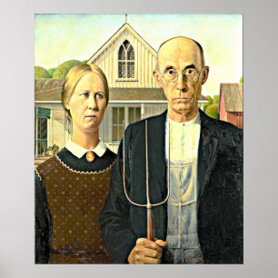 Affiche Grant Wood - American Gothic,