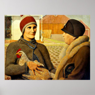 Affiche Grant Wood - Appraisement, peinture fine art,