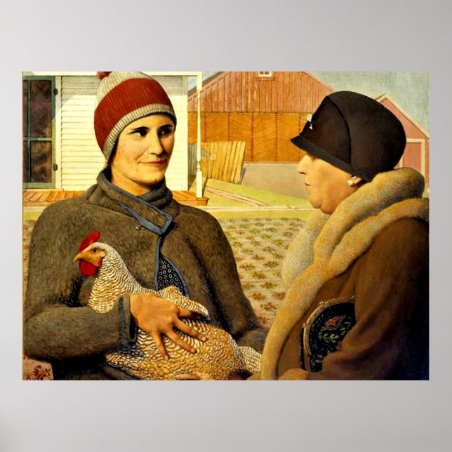 Affiche Grant Wood - Appraisement, peinture fine art, (Devant)