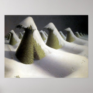 Affiche Grant Wood Janvier Meule de foin d'hiver Beaux-art