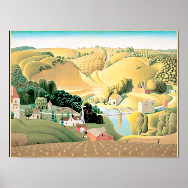 Affiche Grant Wood - Stone City, Iowa (Devant)