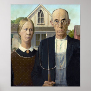 Affiche Grant Wood's American Gothic