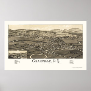 Affiche Granville, carte panoramique de NY - 1886