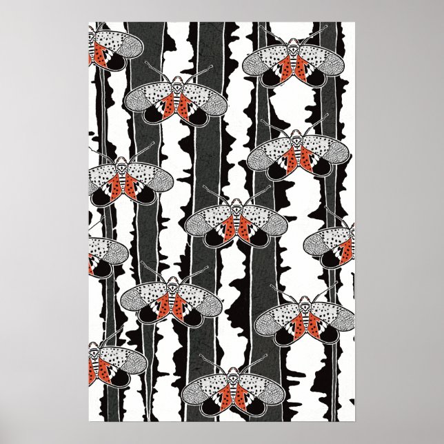 Affiche Graphic Spotted Lanternfly Hand Drawn Art (Devant)