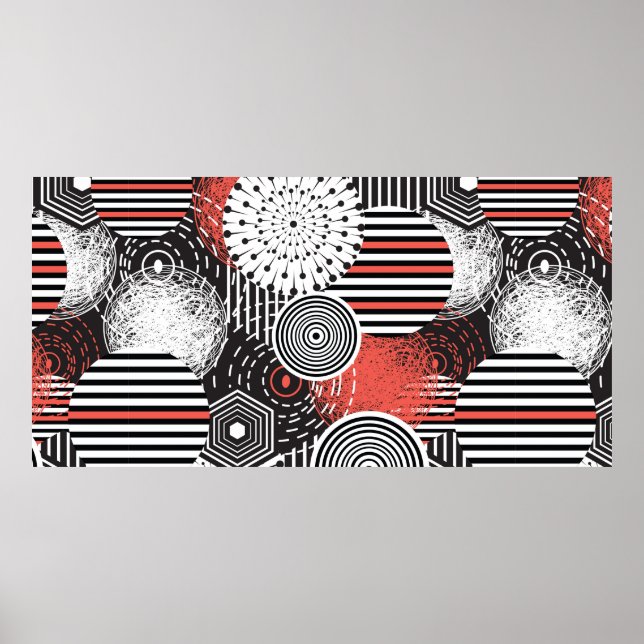 Affiche Graphic vintage and illustration with abstract ele (Devant)