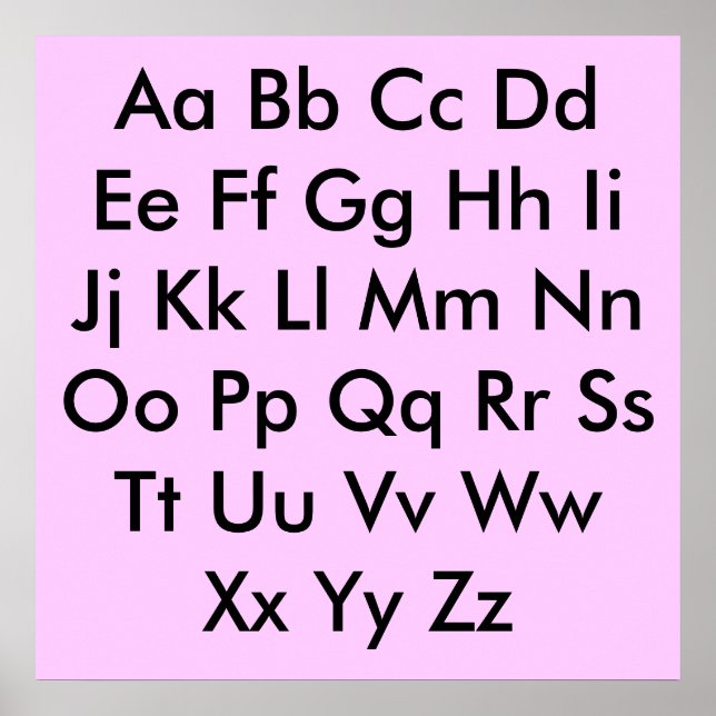 Affiche Graphique alphabétique rose pâle (Devant)