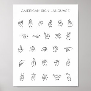 Affiche Graphique ASL en langage des signes américain