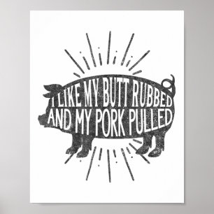 Affiche Graphique Bbq Drôle J'Aime Mon Bouton Et Ma Por