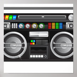 Affiche graphique blaster du ghetto de boombox rétro