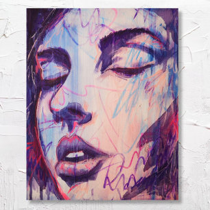 Affiche Graphique coloré Abstrait femme Portrait Art Impri