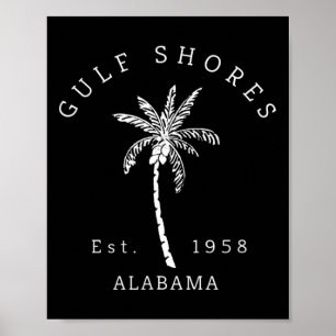 Affiche Graphique Cool rétro Gulf Shores Al Beach Palm Tre